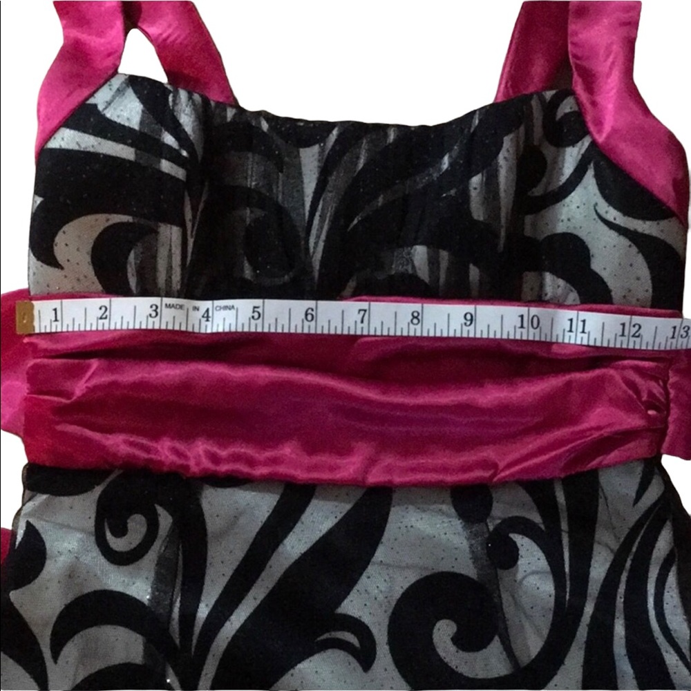 B. Darlin Sparkling Tule, Black, Cream & Hot Pink Party Dress Size Junior 5/6 - Picture 3 of 7